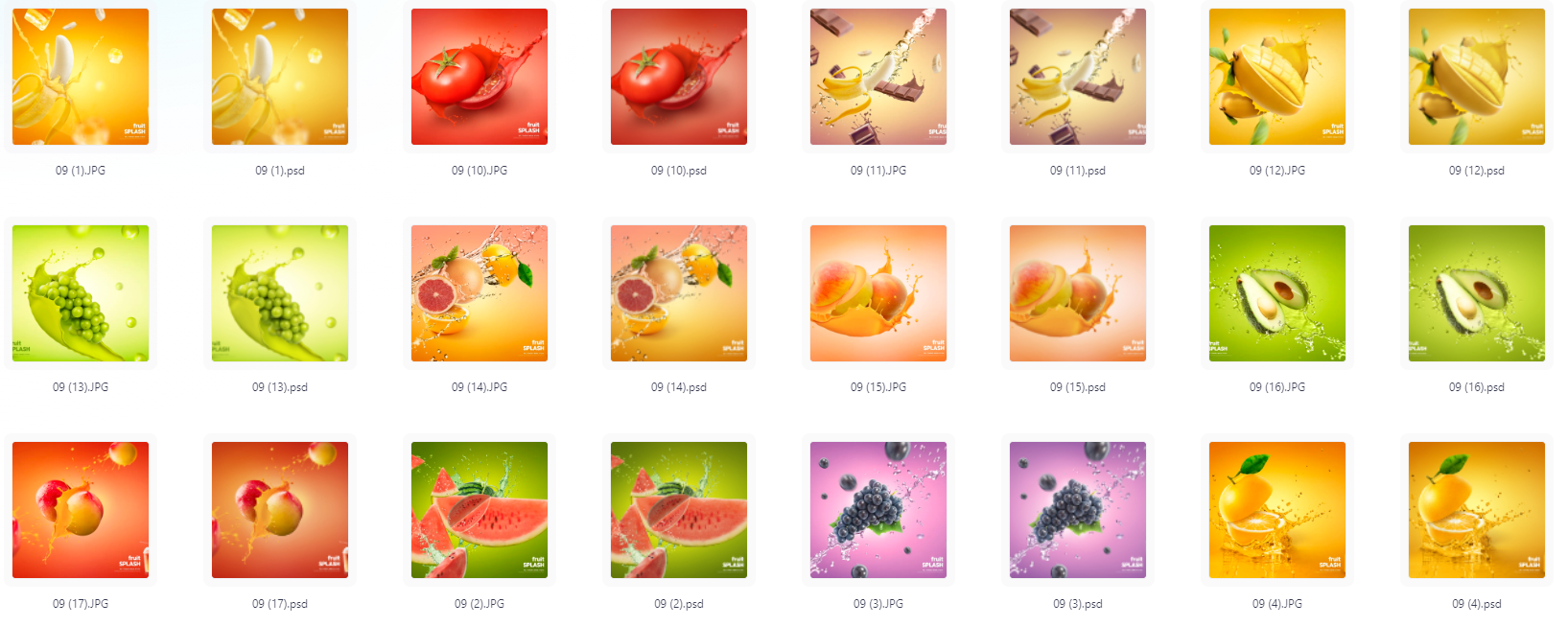 餐饮水果PS模版设计素材17款-创纪