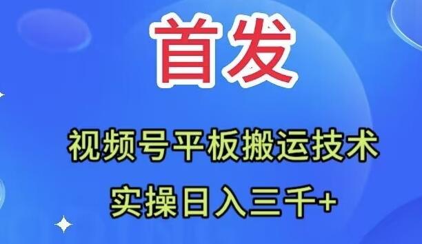全网首发：视频号平板搬运技术，实操日入三千＋-创纪