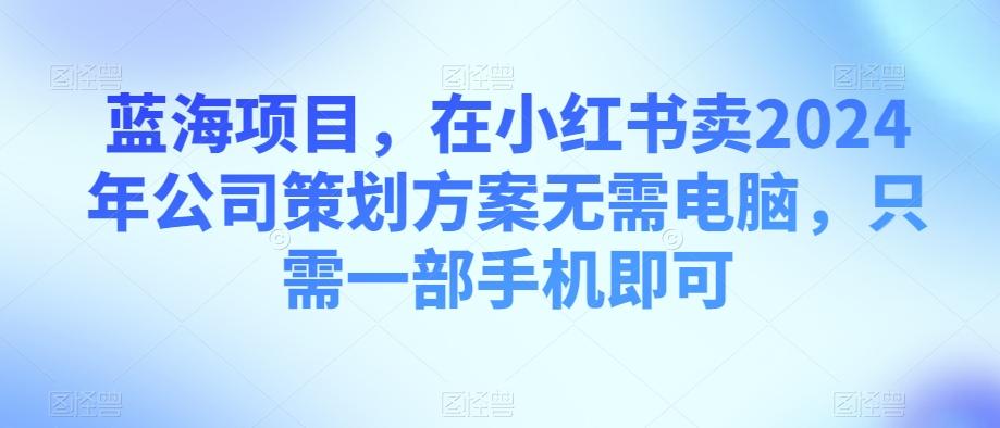 蓝海项目，在小红书卖2024年公司策划方案无需电脑，只需一部手机即可-创纪