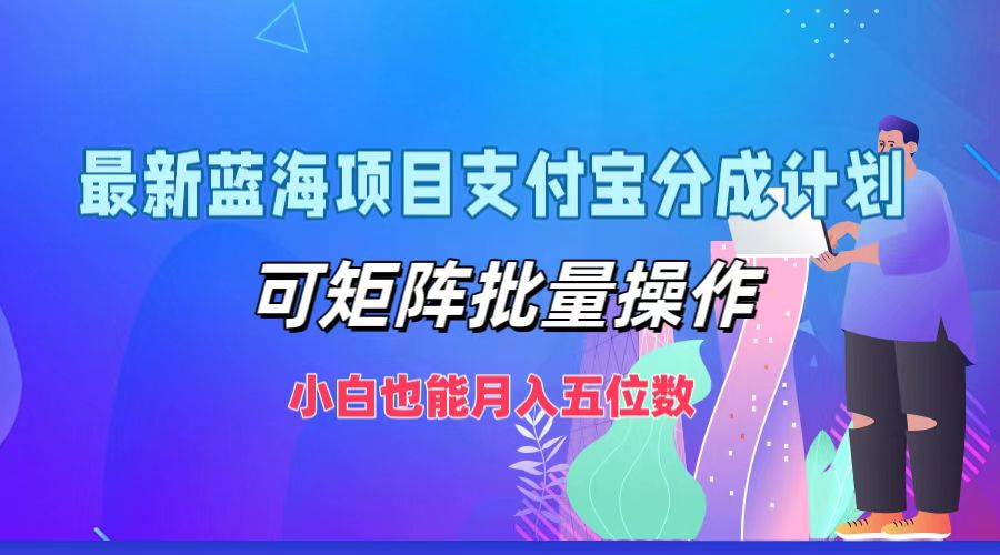 最新蓝海项目支付宝分成计划，可矩阵批量操作，小白也能月入五位数-创纪