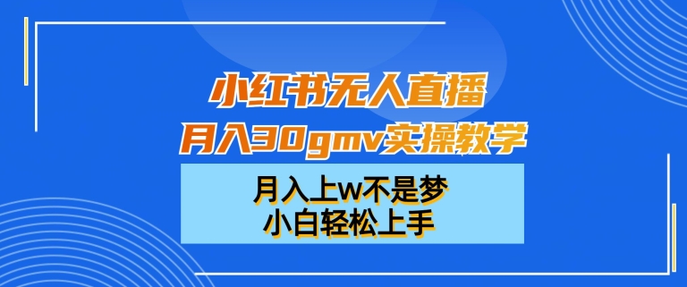 小红书无人直播月入30gmv实操教学，月入上w不是梦，小白轻松上手【揭秘】-创纪