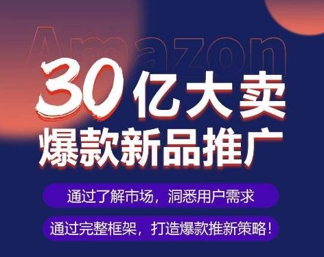 亚马逊·30亿大卖爆款新品推广，可复制、全程案例实操的爆款推新SOP-创纪