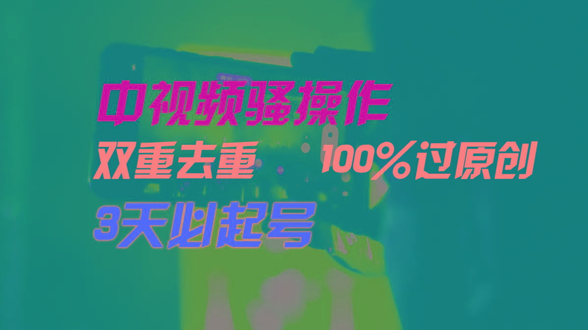 中视频骚操作，双重去重100%过原创，3天比必起号，简单无脑，月入3W+-创纪