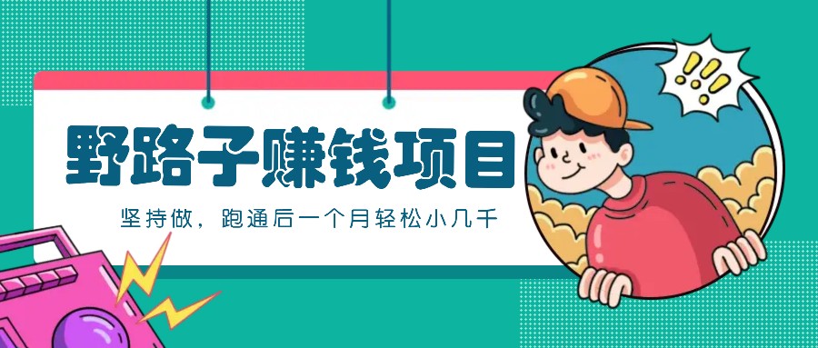 一个人就能操作的野路子赚钱项目，零成本零门槛坚持做，跑通后一个月小几千！-创纪
