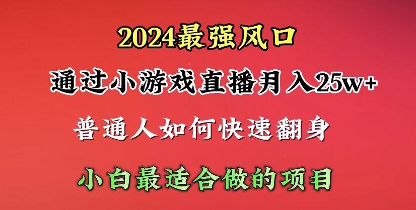 (10020期)2024年最强风口，通过小游戏直播月入25w+单日收益5000+小白最适合做的项目-创纪