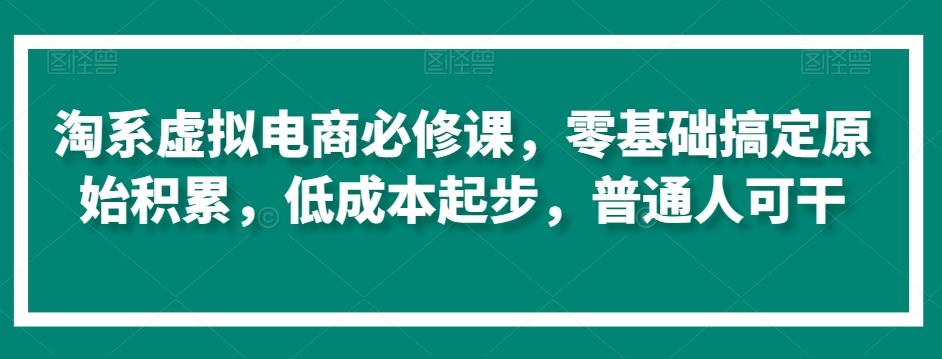 淘系虚拟电商必修课，零基础搞定原始积累，低成本起步，普通人可干-创纪