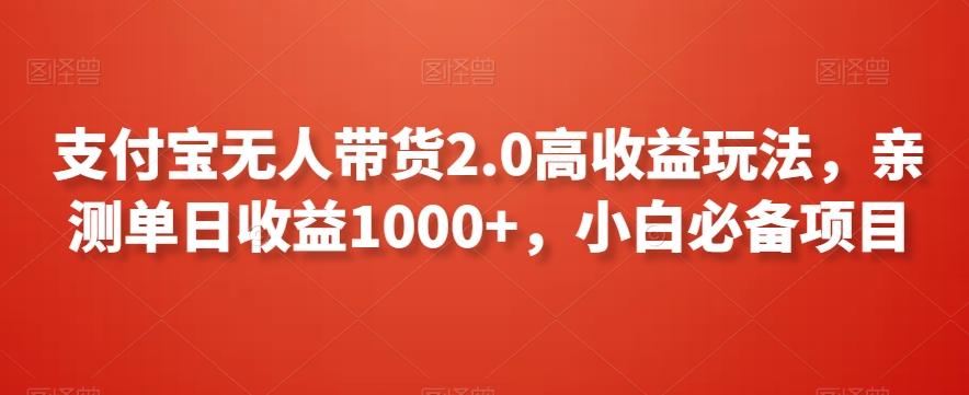 支付宝无人带货2.0高收益玩法，亲测单日收益1000+，小白必备项目【揭秘】-创纪