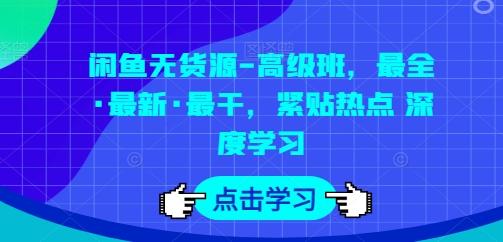 闲鱼无货源-高级班，最全·最新·最干，紧贴热点 深度学习-创纪