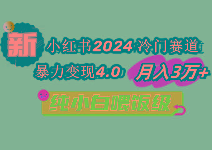 小红书2024冷门赛道 月入3万+ 暴力变现4.0 纯小白喂饭级-创纪