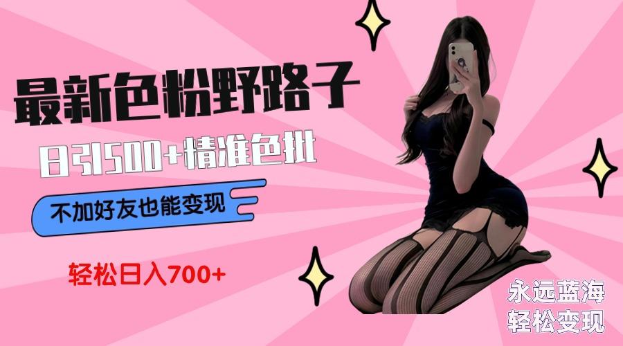 最新色粉变现野路子，日引500+老色批 可不加好友直接变现 小白轻松日入700+-创纪