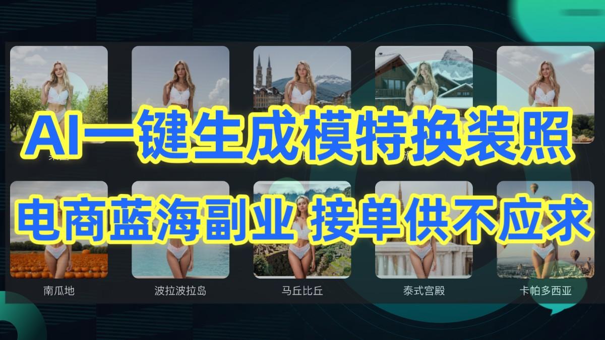 AI制作一键生成模特换装照，电商蓝海副业，接单供不应求-创纪
