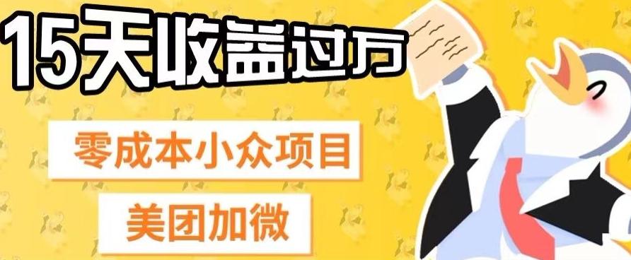 零成本小众项目，美团加微，一单4.5+，15天已经有人赚上万收益-创纪