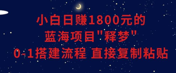 小白能日赚1800元的蓝海项目”释梦”0-1搭建流程可直接复制粘贴长期做【揭秘】-创纪