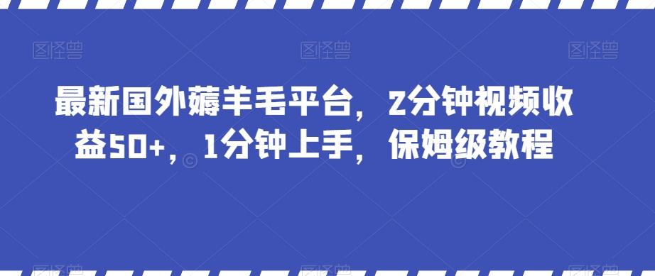 最新国外薅羊毛平台，2分钟视频收益50+，1分钟上手，保姆级教程【揭秘】-创纪
