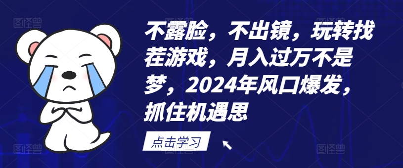 不露脸，不出镜，玩转找茬游戏，月入过万不是梦，2024年风口爆发，抓住机遇【揭秘】-创纪