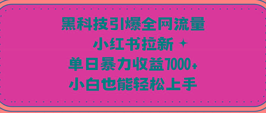 (9679期)黑科技引爆全网流量小红书拉新，单日暴力收益7000+，小白也能轻松上手-创纪