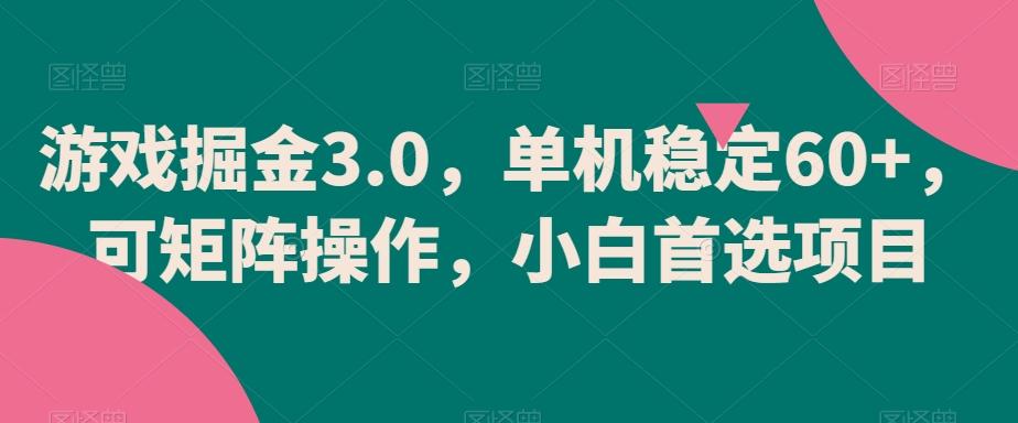游戏掘金3.0，单机稳定60+，可矩阵操作，小白首选项目【揭秘】-创纪