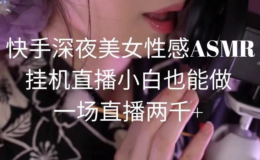 快手深夜美女性感ASMR挂机直播，小白也能做，一场直播两千+-创纪