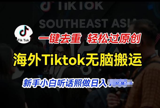 海外Tiktok短视频无脑搬运，一键去重轻松过原创，新手小白听话照做日入几张【揭秘】-创纪