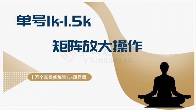 十万个富翁修炼宝典15.单号1k-1.5k，矩阵放大操作-创纪
