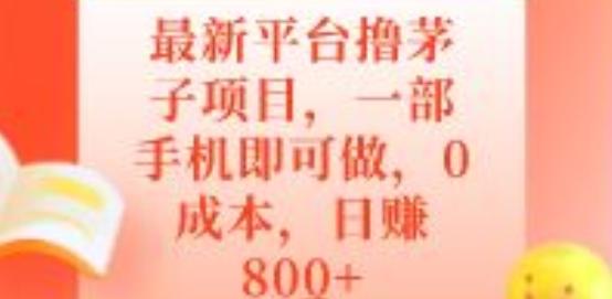 最新平台撸茅子项目，一部手机即可做，0成本，日赚800+-创纪