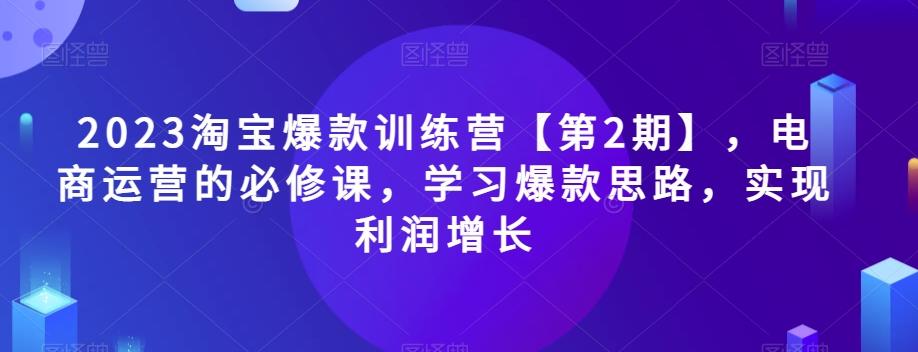 2023淘宝爆款训练营【第2期】，电商运营的必修课，学习爆款思路，实现利润增长-创纪