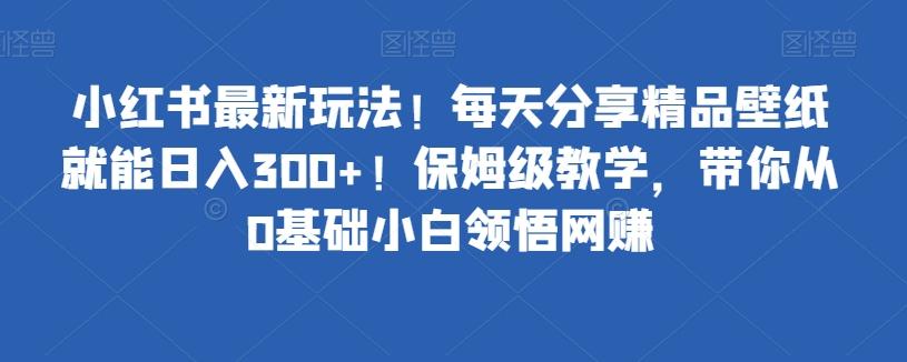 小红书最新玩法！每天分享精品壁纸就能日入300+！保姆级教学，带你从0基础小白领悟网赚-创纪